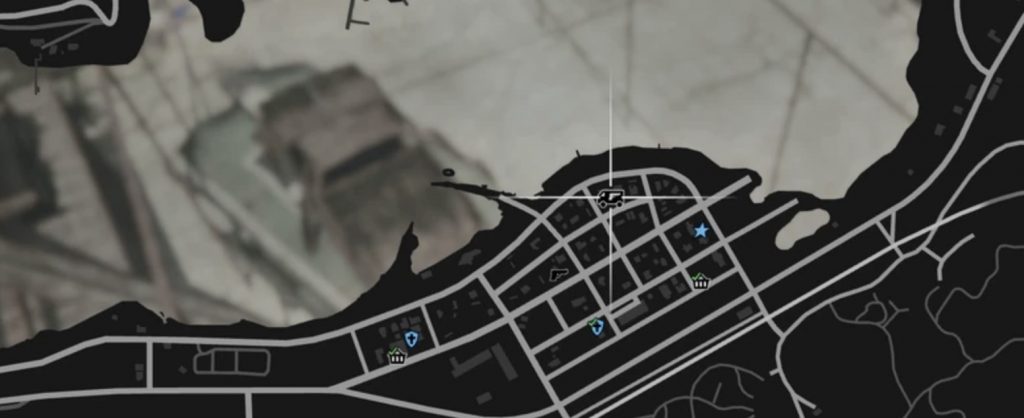 GTA Online gun Van location on map at Sandy Shores.