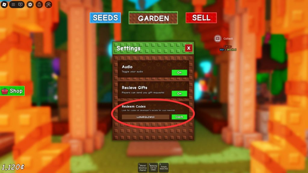 Grow a Garden inputting a code