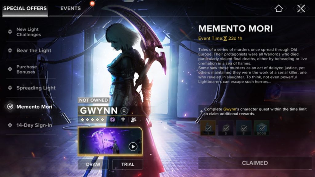 destiny rising memento mori event