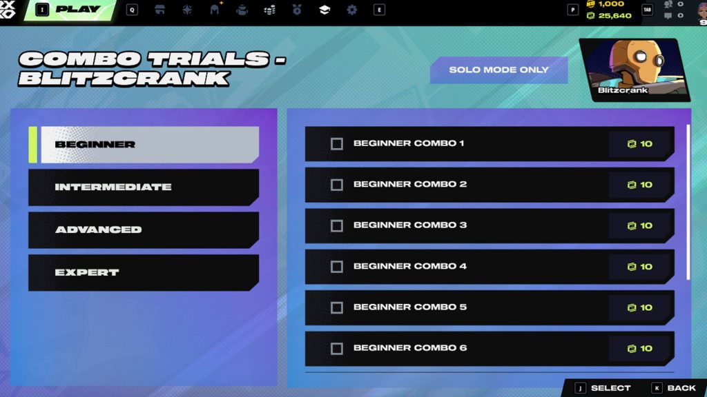 Blitzcrank's 2XKO combo trials.