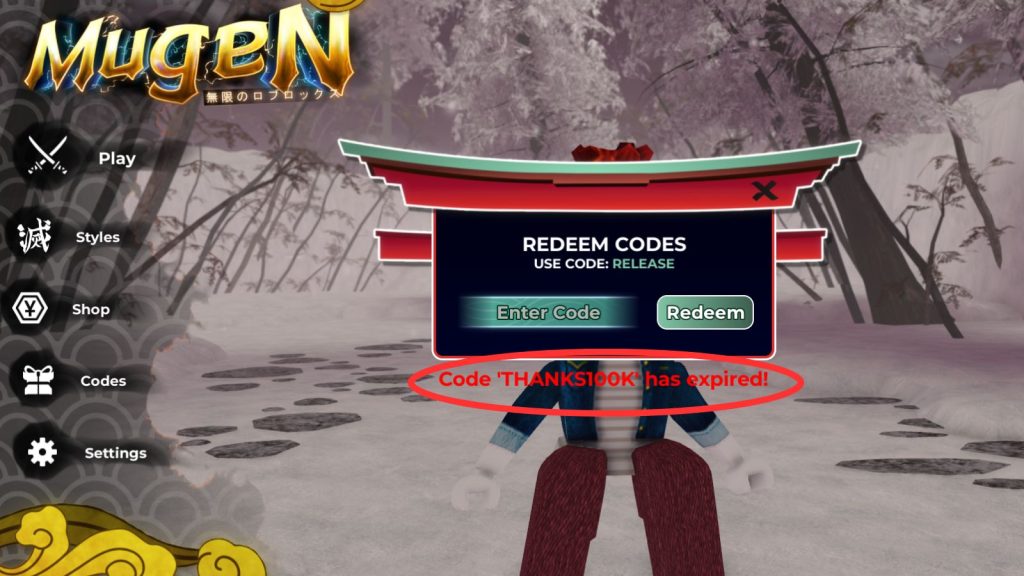 Expired Mugen codes roblox