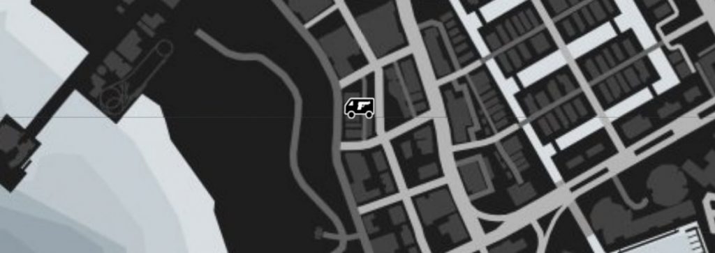 GTA online map with Gun Van location at Vespucci Canals