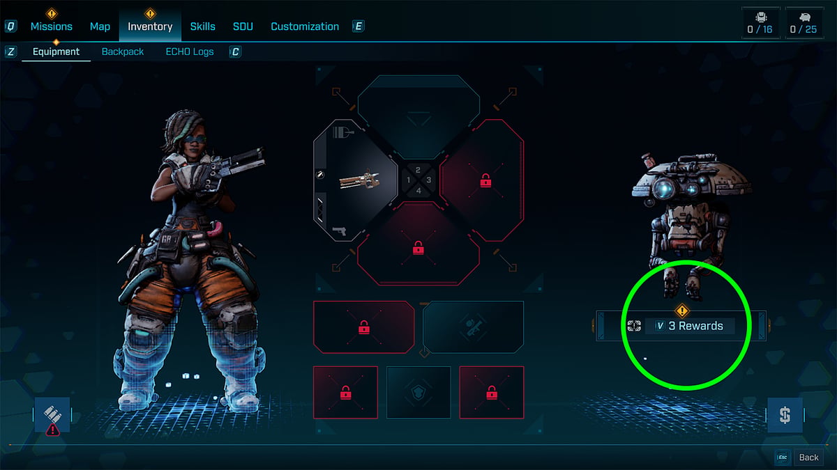 Image of rewards shown in the inventory of Borderlands 4