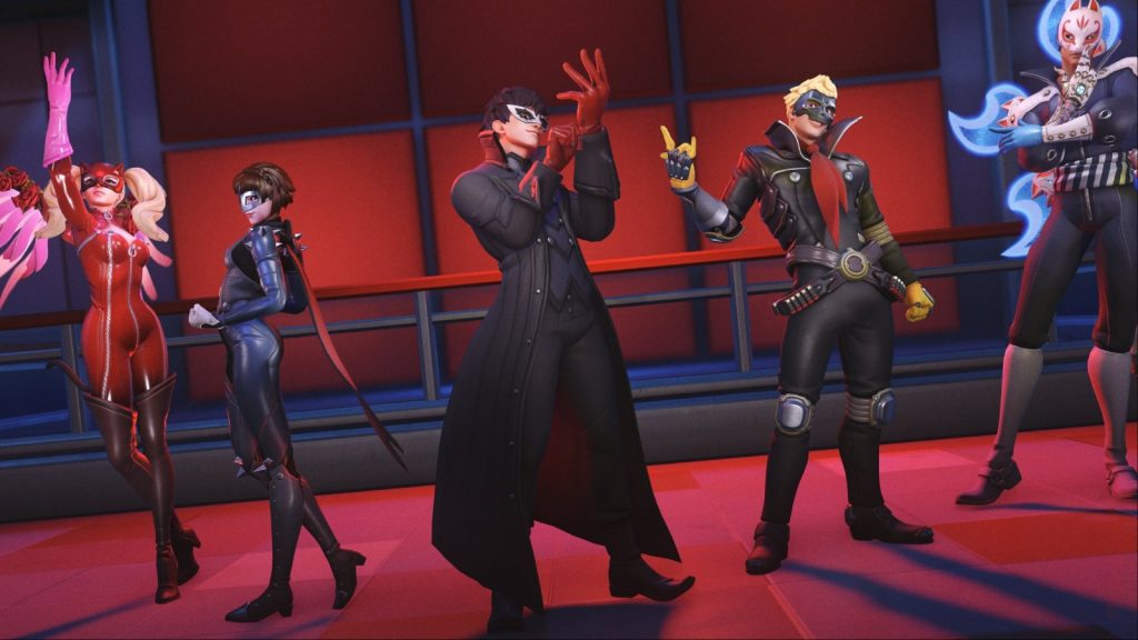 A screenshot featuring the Persona 5 skins in Overwatch 2.